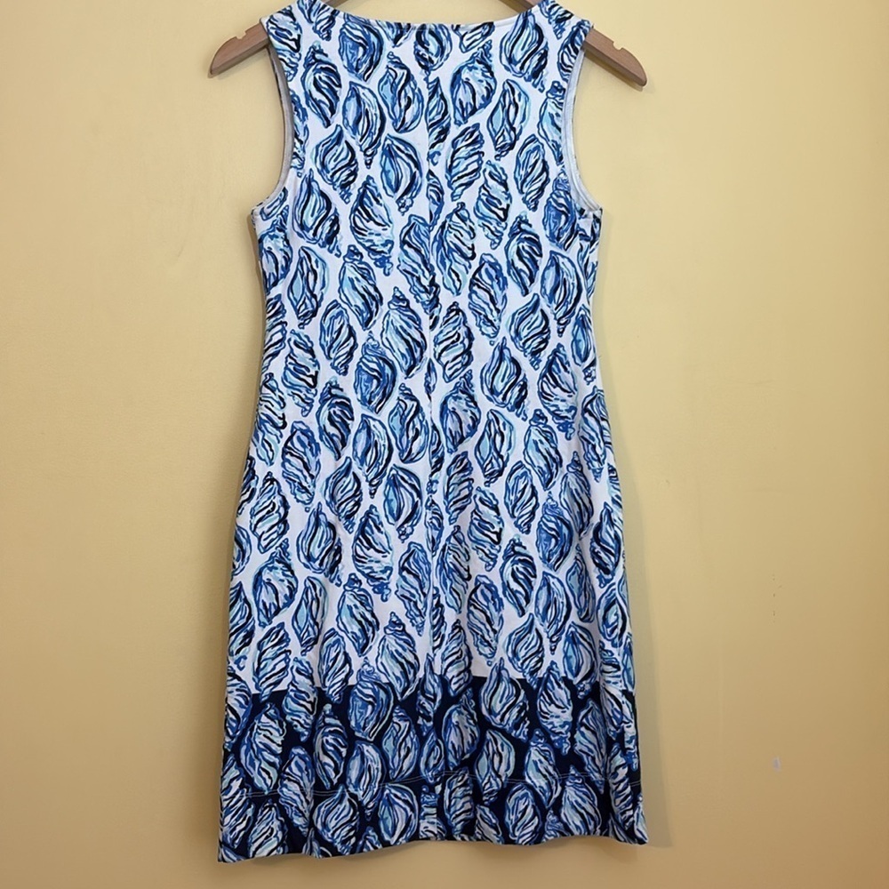 Lilly Pulitzer | Harper Blue White Conch Shell Pattern Tropical Shift Dress XXS - Picture 15 of 17